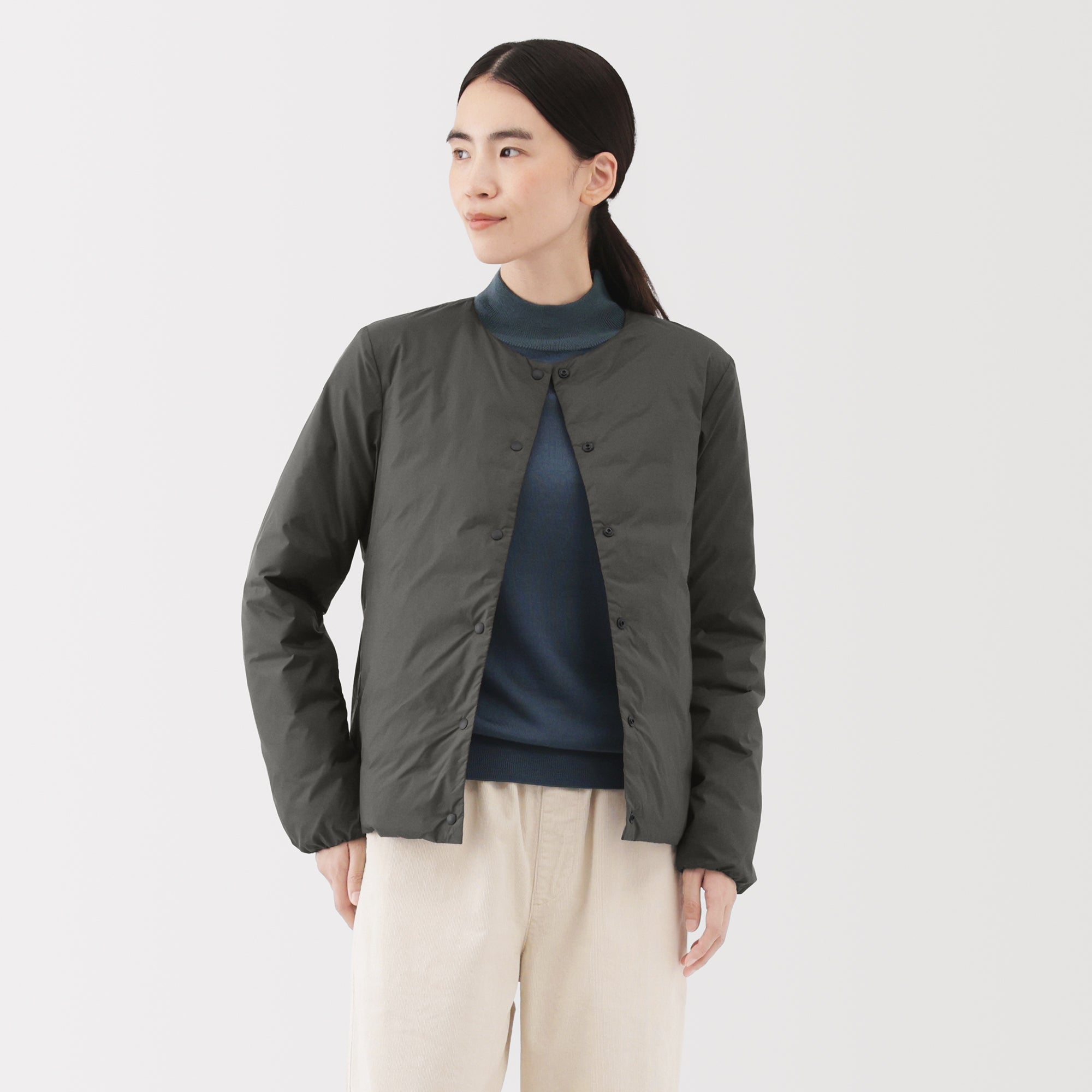 Lightweight Down Collarless Jacket - Image 35